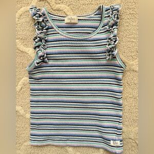 Buho. Tank Top Girl’s 8 8Y Ruffled Sleeveless Ribbed Striped Spring Summer